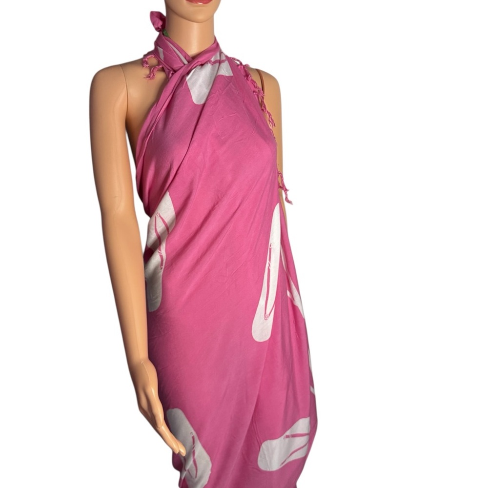 Unbranded Barbie core Pink& white Pareo wrap Bikini Swim Cover-Up 65”x45”